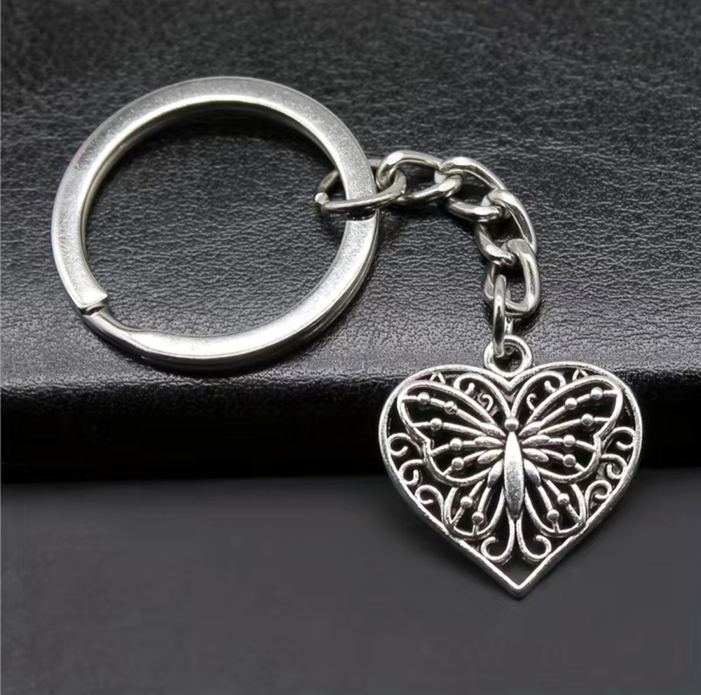 3/$25 Heart Butterfly Hollow Keychain NEW